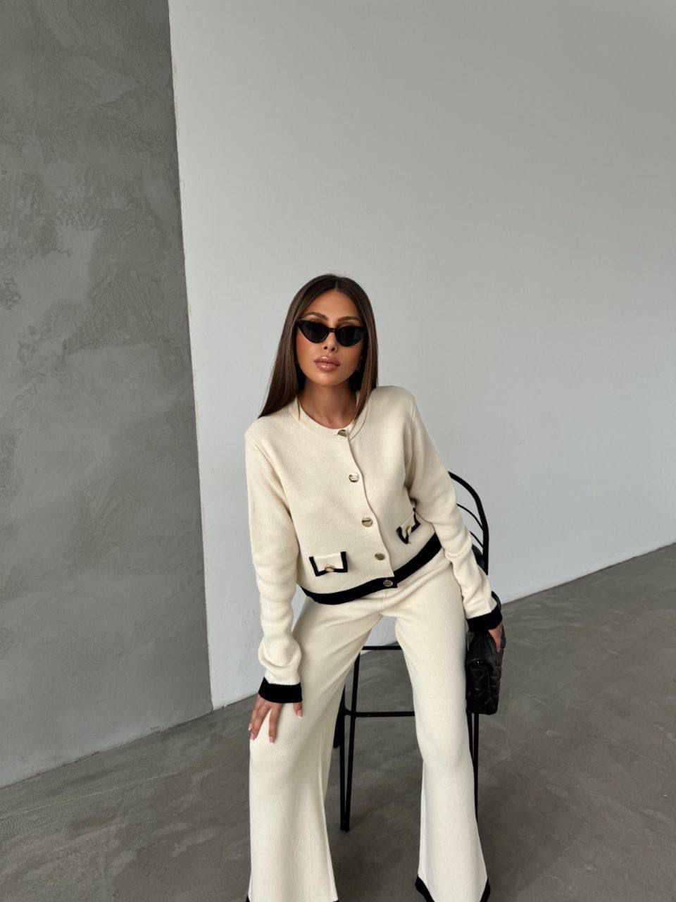 Ivory Contrast Knit Set - Image 2