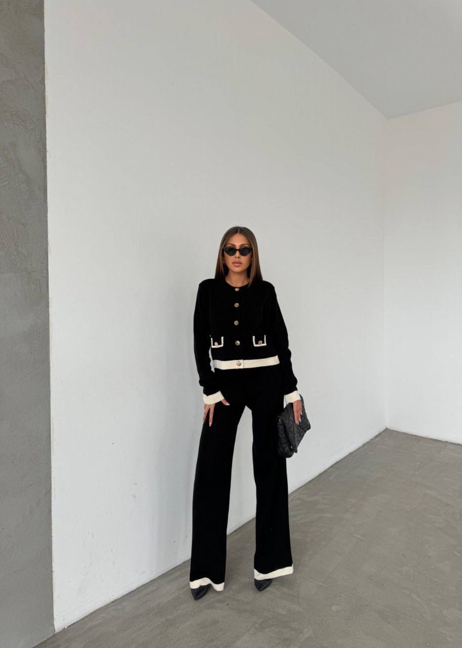Ivory Contrast Knit Set
