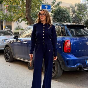 Gold-Button Knit Co-Ord Set