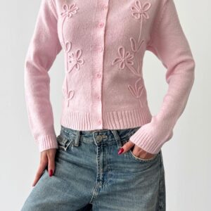 Floral Embroidered Knit Cardigan